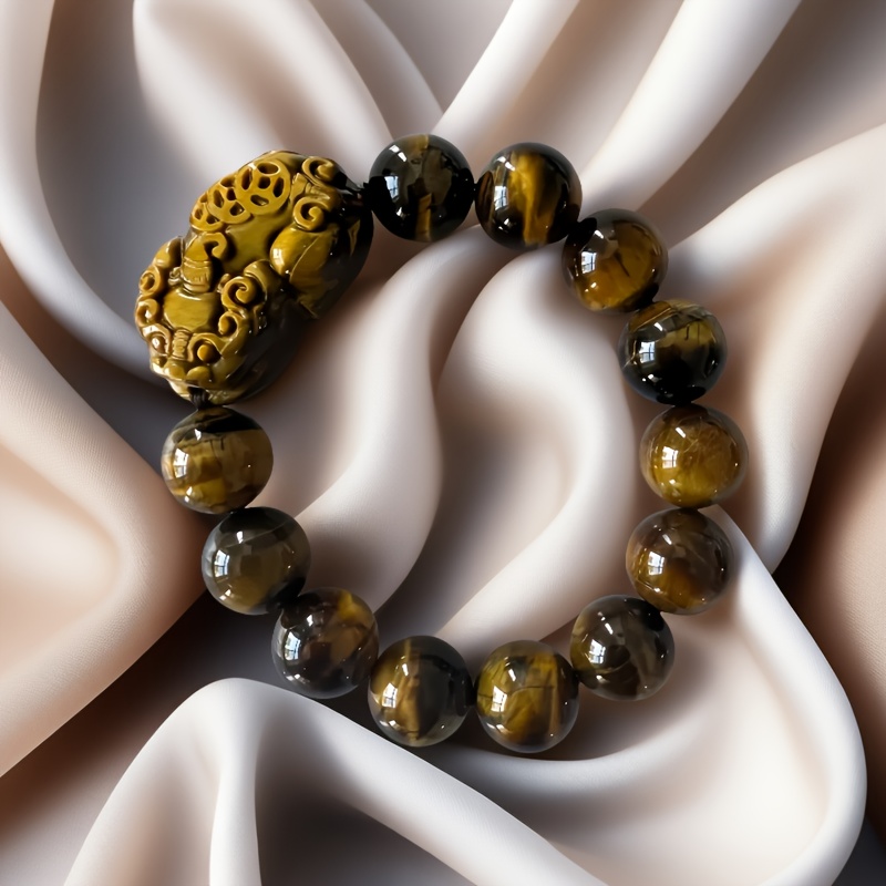 Natural Tiger's Eye Gemstone Pi Xiu Bracelet, Unisex Gift